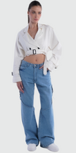 DENIM WIDE LEG PANTS WITH BUCKLE