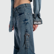 DENIM WIDE LEG PANTS WITH BUCKLE