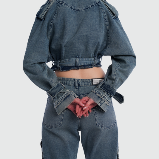 DENIM CROPPED TRENCH COAT