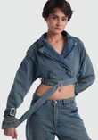 DENIM CROPPED TRENCH COAT